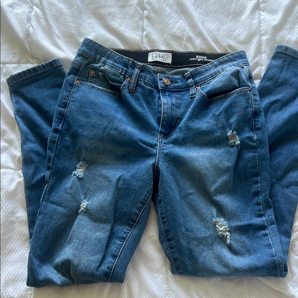 Soho Blue Boyfriend Jeans Distressed Casual